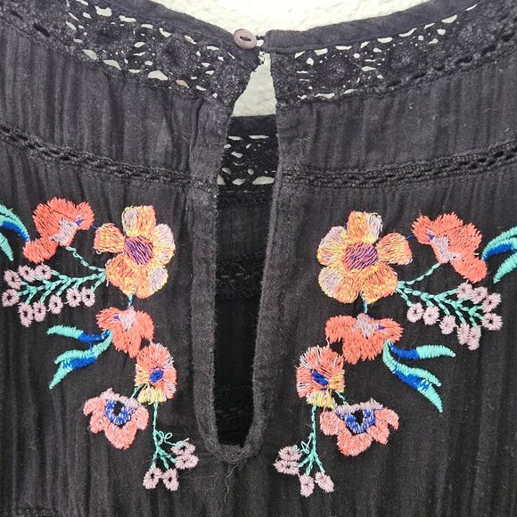 Free People Perfectly Victorian Black Embroidered Dress Short Sleeve Size S $168 - Picture 11 of 11